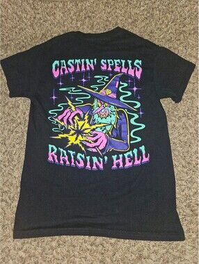 Wizard of Barge Castin Spells Graphic Tee Black Small